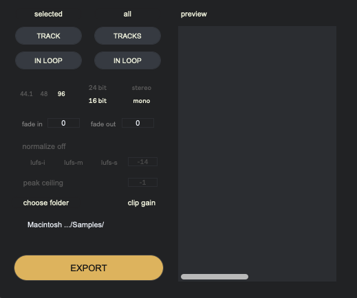 Exporter interface thumbnail